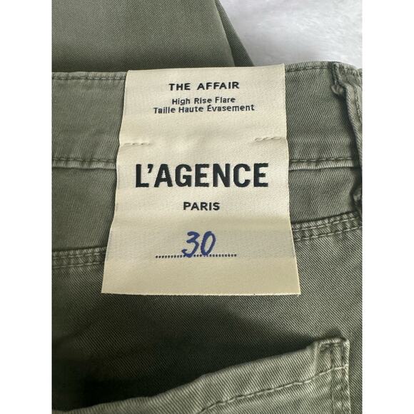 NWT L'Agence The Affair High Rise Flare Jeans in Brigade Green Size 30 - Picture 6 of 13